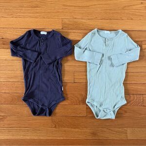 Jamie Kay Neutral Stretch Soft Ribbed Henley Bodysuits Size 2